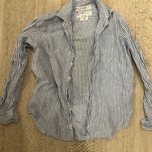 Frank & Eileen Linen Relaxed Blue and White Striped Shirt